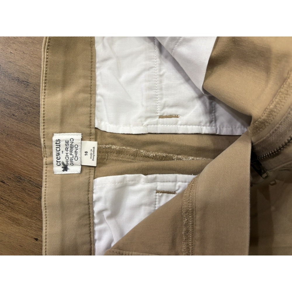 Crewcuts High-Rise Girlfriend Chino In Tan Beige Size 16 Youth School Uniform - Picture 4 of 7